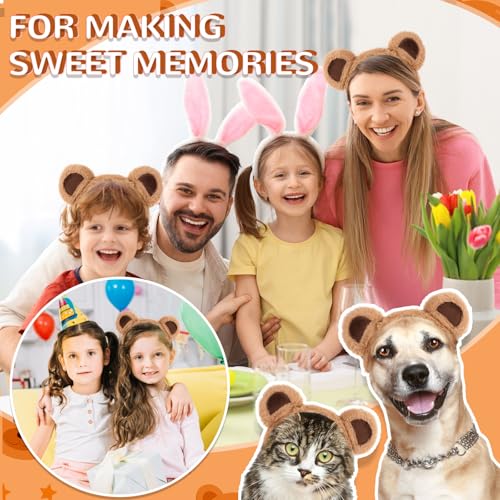 Qianyu Brown Bear Ears Headband Party Headwear Makeup Face Washing Hairband Cute Animal Hair Bands Festival Cosplay Costume Carnival Decoration Hair Hoops for Women Girls Christmas Halloween - Image 4