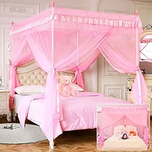 Canopy Bed Curtains – Bed Canopy for Girls Bed Curtains Princess Bed Canopy Bed Canopy Curtains Canopy for Bed Drapes Birthday Present Adults Girls Room Decor(Twin, Pink)