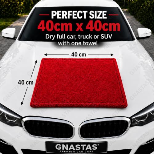 Image of Microfiber Car Drying Towel Ultra-Thick, Super Absorbent, Streak-Free & Scratch-Free Cleaning Cloth | Dual-Sided Edgeless Detailing Towel for Cars, Home & Kitchen 1PC (40x40 CM (Crimson Red))