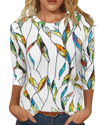 Image of JomeDesign Sweaters for Women 3 /4 Sleeve Tops Round Neck Loose Casual Blouses