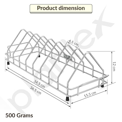Image of Plantex Plate Stand for Kitchen Cabinet /Dish Organizer with Minor Surface Marks from Transit, Fully Quality Checked /8 Slote Plate Rack Holder - Size - 4 inch (Slot - 8, Pack of 1)