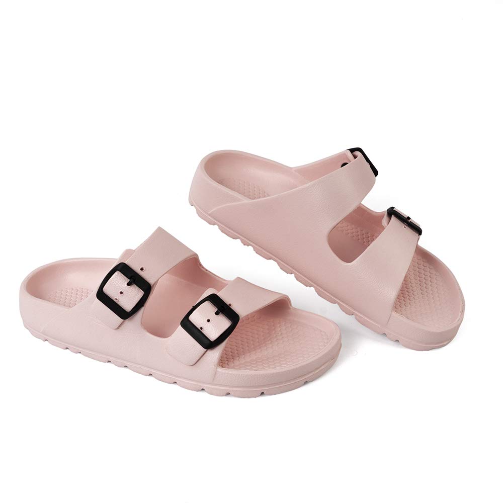 Luffymomo Adjustable Slip on Eva Double Buckle Slides Comfort Footbed Thong Sandals for Womens