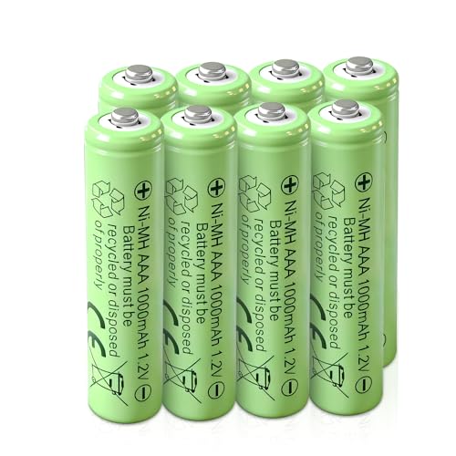 8 Set Ni MH AAA Rechargeable Batteries, 1.2V 1000mAh, High Capacity, Suitable for Small Toys/Wireless Mice, Low Self Discharge and Rechargeable