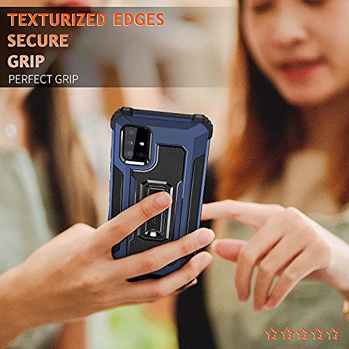 Image of KBV Shockproof Armor Protector Sturdy Metal Kickstand Back Cover for Samsung Galaxy M51 (Blue)