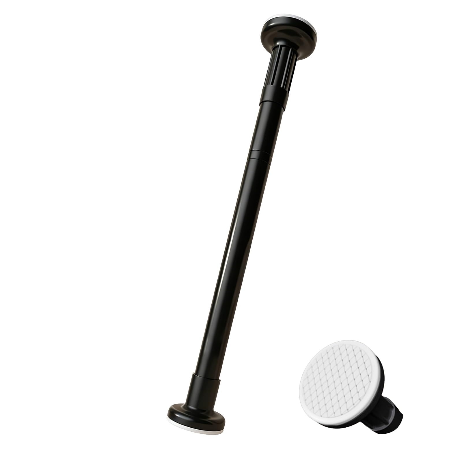 Heavy Duty Adjustable Tension Curtain Rod 14" to 106" No Drilling, Expandable Curtain Tension Rods for Window, Doorway, Wardrobe, Room Dividers(Black,140-220cm/55-87in)