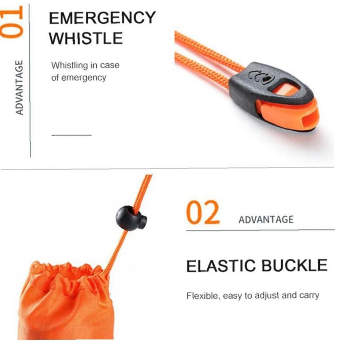 2pc Outdoor Stuff Sacks Impermeabile Gadget Sacchetto di Stoccaggio Contenitore Emergency Sleeping Bag Whistle Camping Sopravvivel Tool Ditty Bags