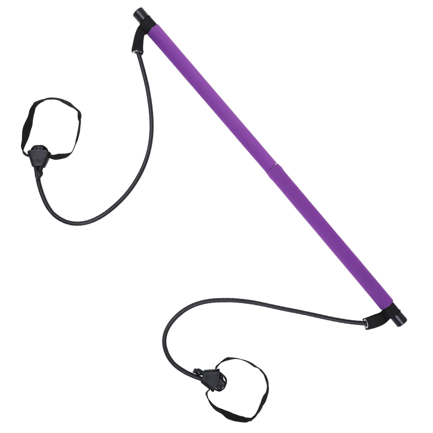 KOMBIUDA Pilates Bar Stick for Women Yoga Pilates Bar Fitness Equipment Purple Foot Strap