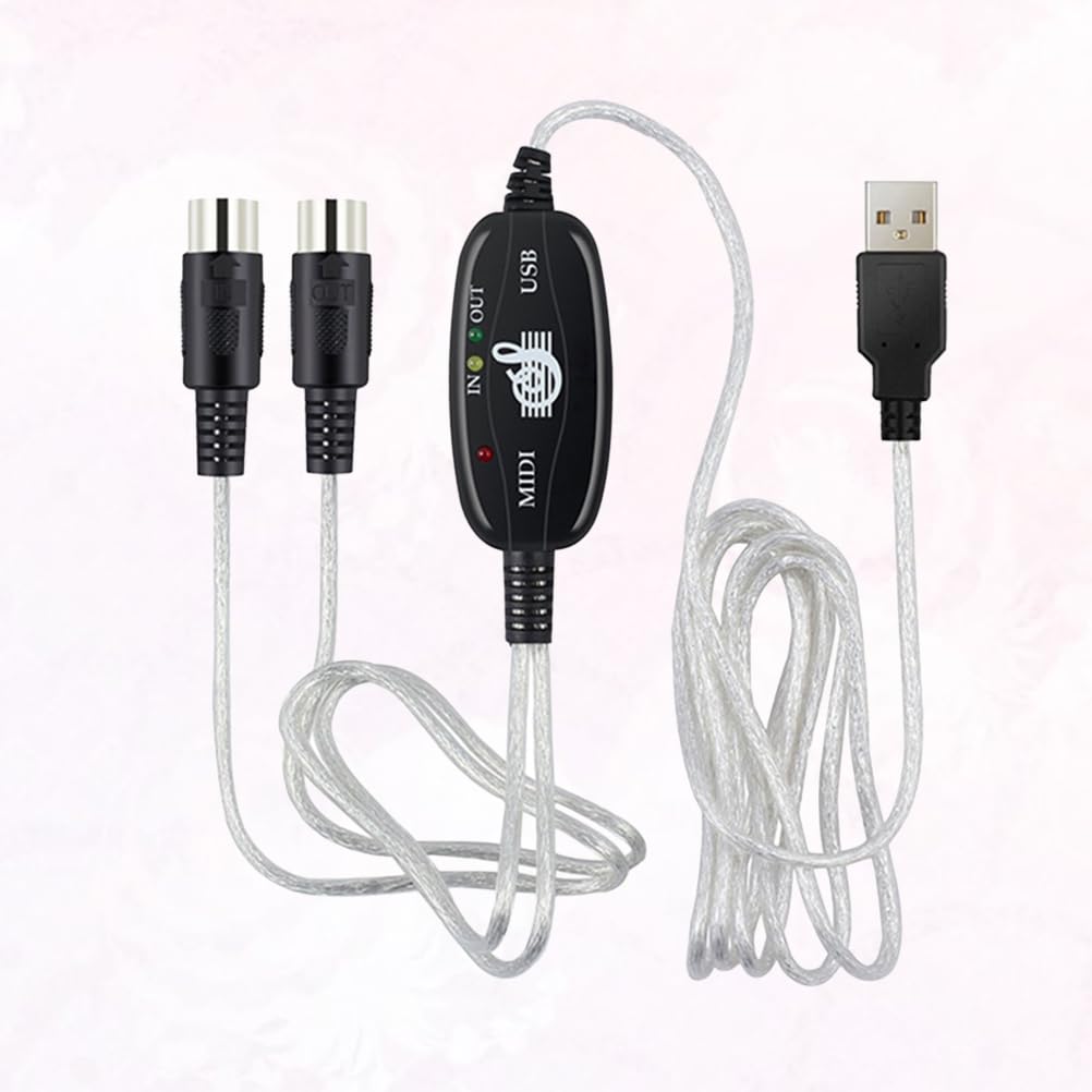 Midi Cable to USB Midi Cable Music Editing Cord Keyboard Connection 79In Pc to Synthesizer Interface Adapter for Windows Pc Laptop