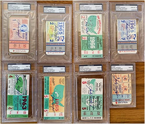8X Sandy Koufax Signed Auto 1955 1959 1963 1965 World Series Ticket Psa 10 Auto #TOP6