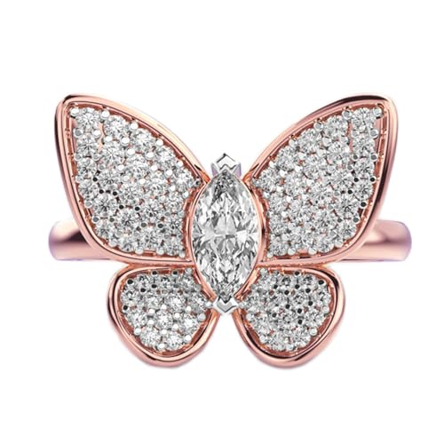 Bague papillon en argent 925 et moissanite de luxe fait main