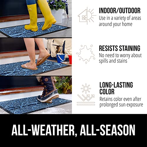Gorilla Grip 100% Waterproof All-Season WeatherMax Doormat, Durable Natural Rubber, Stain and Fade Resistant, Low Profile, Indoor Outdoor Door Mats, Easy Clean Entrance Mat, 17x29, Ocean Blue Waves - Image 4