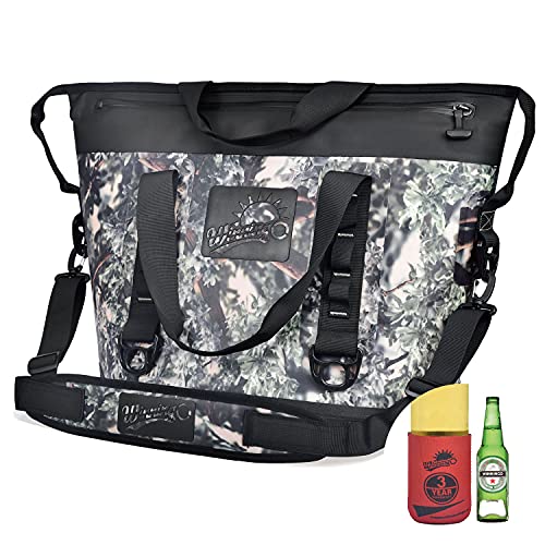 WINNINGO 30 Can Soft Cooler Bag, Portable Soft Sided Insulated Camping Cooler Waterproof Beach Tote with Leakproof Zipper & Duraflex Buckles, Keeps Ice Cold for Days (Tote 30 Camo)