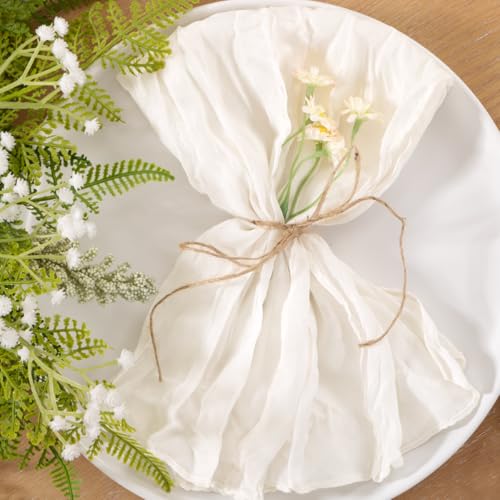 Loopiske 60pcs Ivory White Easter Cheesecloth Napkins Spring Washable Boho