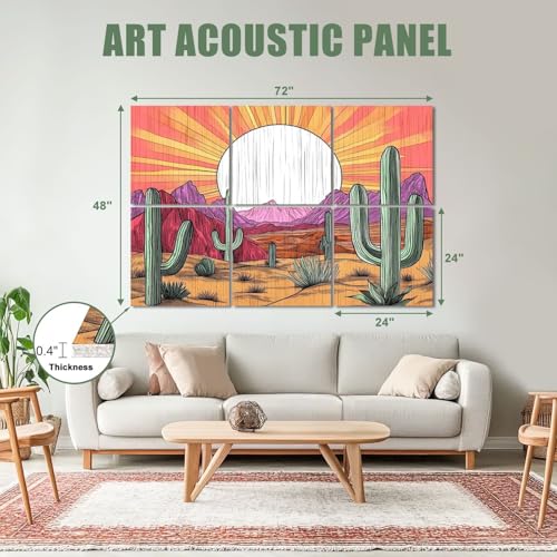 Paneles acústicos decorativos autoadhesivos 6 piezas 72"x48" con diseño boho occidental miniatura 2