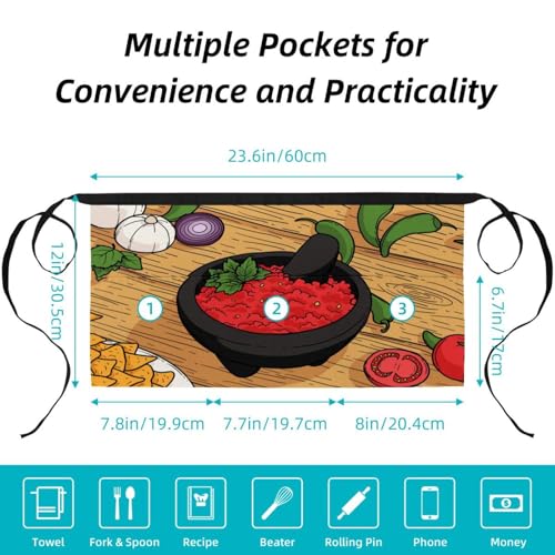 Demi-tablier de chef multicolore à motifs oignon tomate poivre - 3