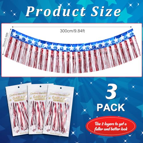 3-Pack10ft-American-Stars-and-Stripes-Flag-Banner-4th-of-July-Red-White-and-Blue-Fringe-Banner-for-Independent-Day-Memorial-Day-Veterans-Day-Patriotic-Party-Indoor-Outdoor-Hanging-Decorations 3 Pack10ft American Stars and Stripes Flag Banner 4th of July Red White and Blue Fringe Banner for Independent Day Memorial Day Veterans Day Patriotic Party Indoor Outdoor Hanging Decorations