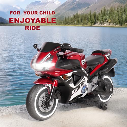 Image of Little Rides Battery Operated Bike for Kids with Foot Accelerator & Music | Rechargeable Ride on Bike with Training Wheels & LED Light | Baby Electric Bike for Kids to Drive 2 to 8 Years (Red) (Red)