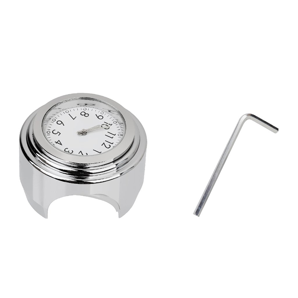 Meadawgs® Motorcycle Handlebar Waterproof Mount Time Dial Clock Electroplating White-image-27