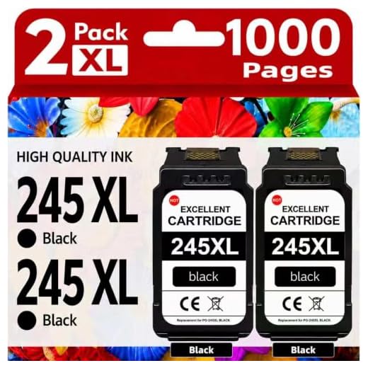 V-Surink High-Yield 245XL Ink Cartridge Replacement for Canon PG-245XL Compatible with Canon Pixma MX490 MX492 MG2522 TS3100 TS3122 TS3322 TS3320 TR4500 TR4520 TR4522 MG2500 Printer (2 Pack, Black)