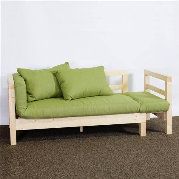 ソファベッド 〔 グリーンマット＆クッション2個セット 〕 木製 すのこ