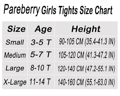 Pareberry Girl's Winter Fleece Lined Thick Microfiber Soft Tights for Kids Age 3-144