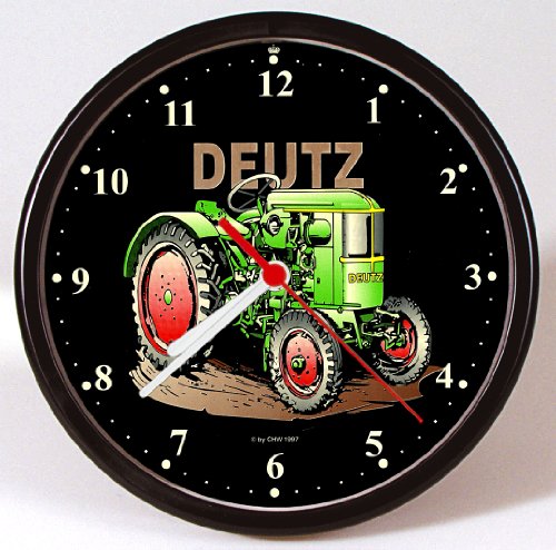 Horloge Murale - Montre - Horloge - Alimenté par Pile - Deutz - Tracteur Vert - Taille Environ 25 cm - 56715