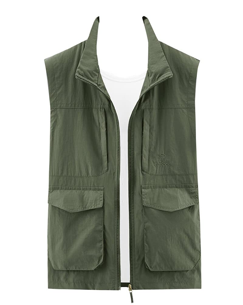 GUOCU Uomo Estate softshell Gilet da Pesca ad asciugatura rapida Tempo libero all'aperto Smanicata Gilet da Trekking Caccia Safari Gilet Taglie forti per attività all'aria aperta