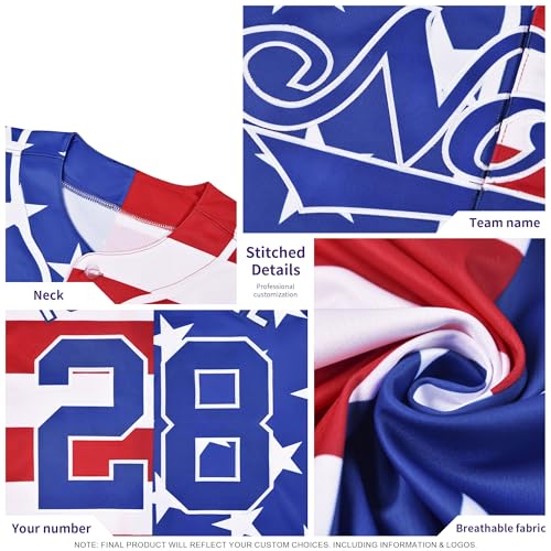 KXK Custom Baseball Jersey Personalized Patriotic Button Down Shirt para hombres, mujeres y jóvenes miniatura 3