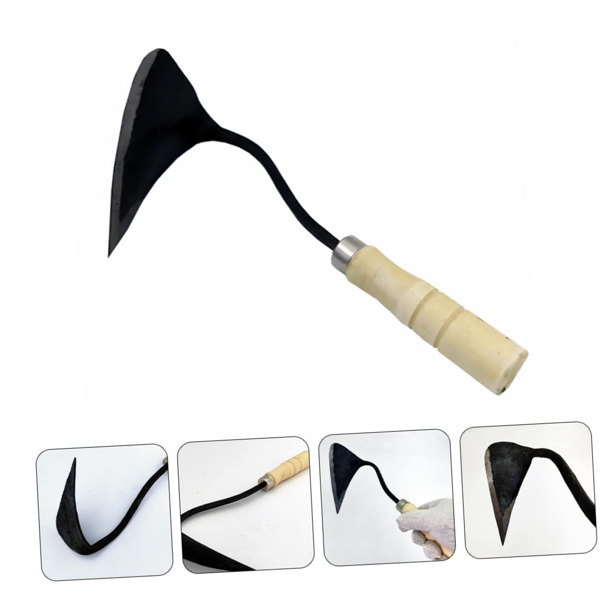 TOYANDONA Attrezzo da Giardino Manico in Legno e Punta Triangolare in Acciaio al Carbonio Medio, Leggera e Resistente per Diserbo e Giardinaggio Manuale Efficiente