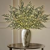 6Pcs 35' Lighted Norfolk Pine Branches for Vase, Long Greenery Pine Stems