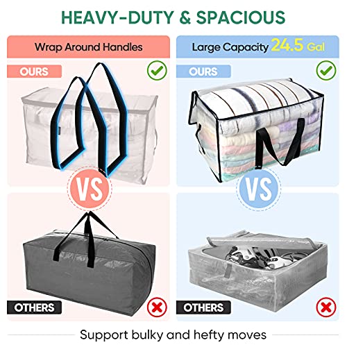 BALEINE 6-Pack Heavy-Duty Moving Bags with Reinforced Handles (Clear)