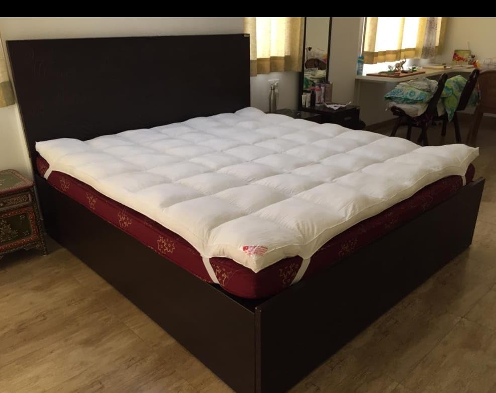 JAIPUR LINEN Soft 5D Spiral 4000 GSM Microfiber Mattress Topper King Size Bed, Extra Thick Cooling Mattress Padding for Back Pain, Cotton Top & Bottom with Elastic Bands, White, 72x78 Inches-image-39