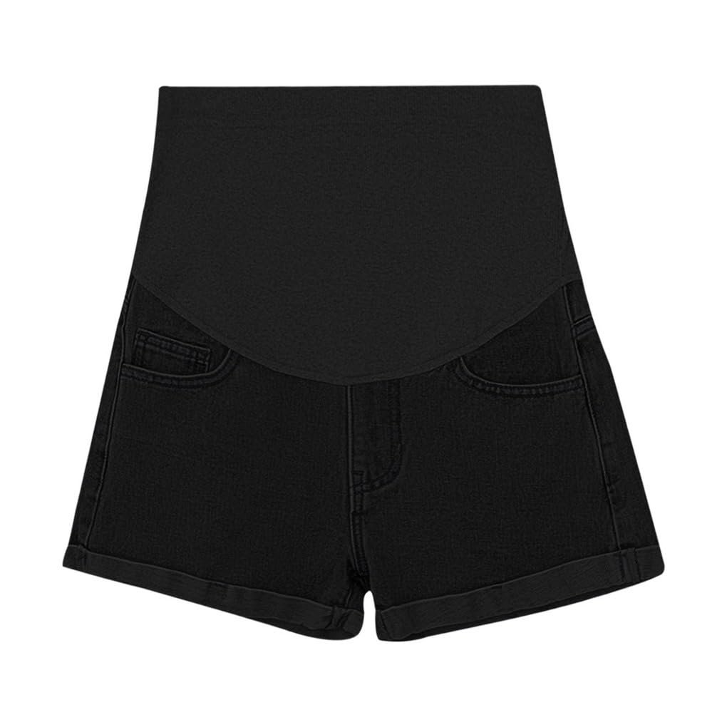 Premaman Shorts Donna Jeans Pantaloncini Premaman Cotone Leggings Corti maternità con Regolabile Ventre Banda maternità Pantaloncini Regolabili Over Bump per la Gravidanza Estate