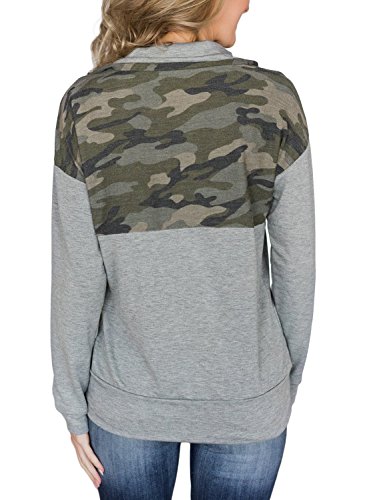 AlvaQ Fall Sweatshirt for Women Juniors Plus Size Casual Long Sleeve 1/4 Zipper Floral Print Patchwork Pullover Tops with Pockets Fashion 2019 Army Large