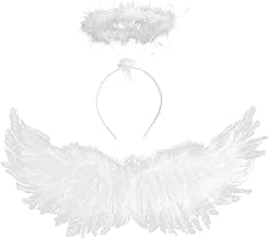 VEYLIN Angel Wings and Halo, White Fairy Angel Wings Fallen Angel Wings Halloween Fancy Dress Costume for Adult Halloween Christmas Party