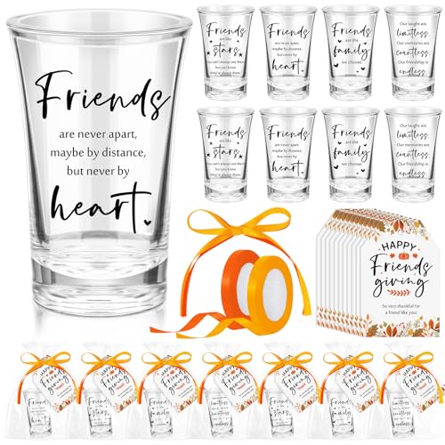 Mimorou 20 Sets Friendsgiving Party Favors Friendsgiving Shot Glasses Gifts Bulk 1.2 oz Thanksgiving Friendship Cups with Thank You Tag Thanksgiving Gifts Party Supplies for Guest (Novelty Style)