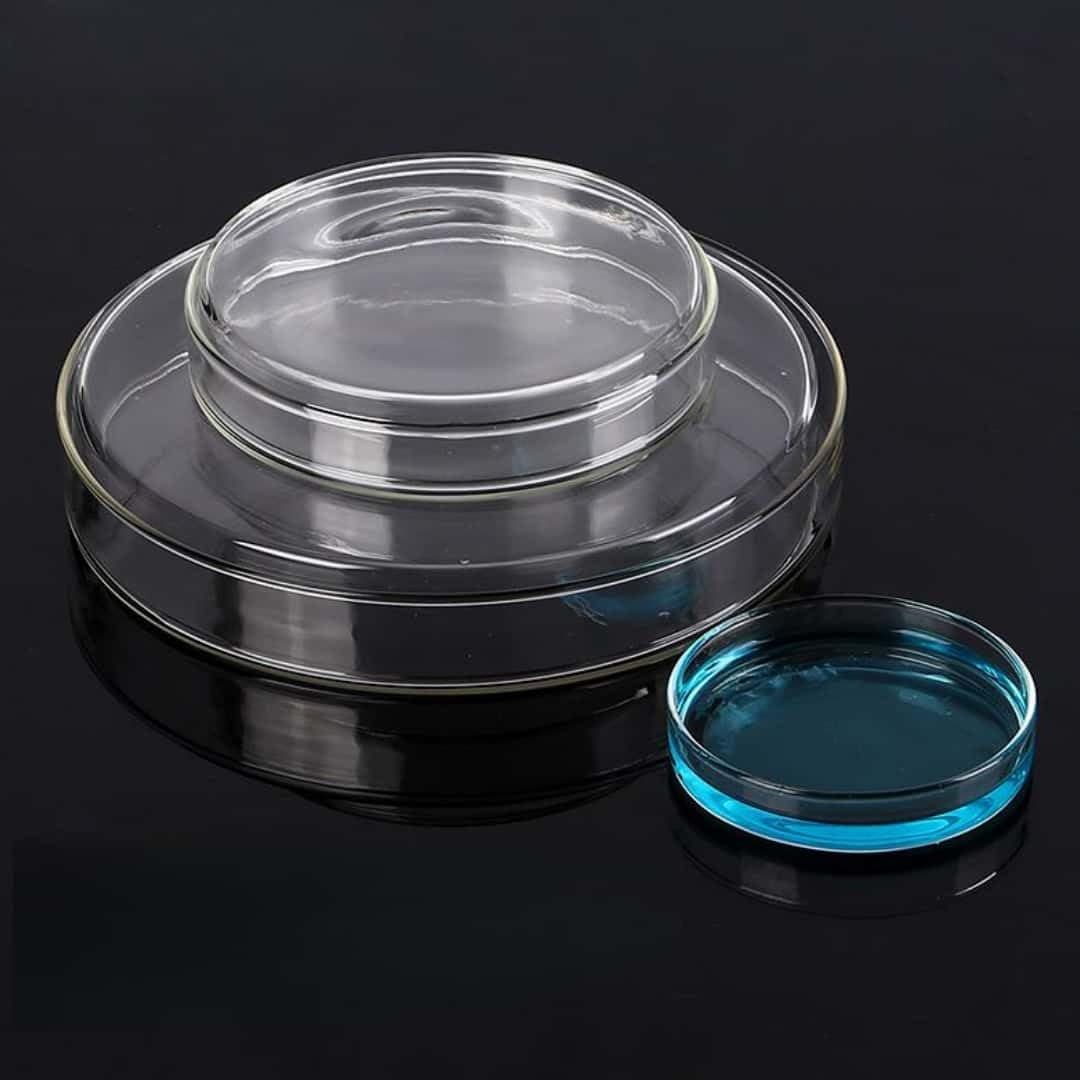 High Borosilicate Glass Sample Box - Round Shape Storage Box for Laboratory Use (60/75/90/100/120/180mm)(90mm Stainless Steel Drum)