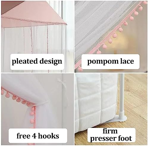 Princess Bed Netting Canopy Mosquito Net Bed Frame Curtain Canopy 4 Corners Post Canopy Bed Curtains for Boys & Girls Castle Style,Pony,Twin