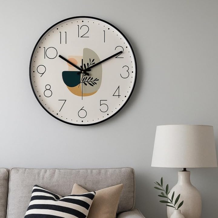 Image of TEKCOOL Wall Clock 12 inch Silent Quartz Decorative Wall Clock Non-Ticking Classic Digital Clock Battery Operated Round Easy to Read Handheld Complete Home /Kitchen /Bedroom(411);