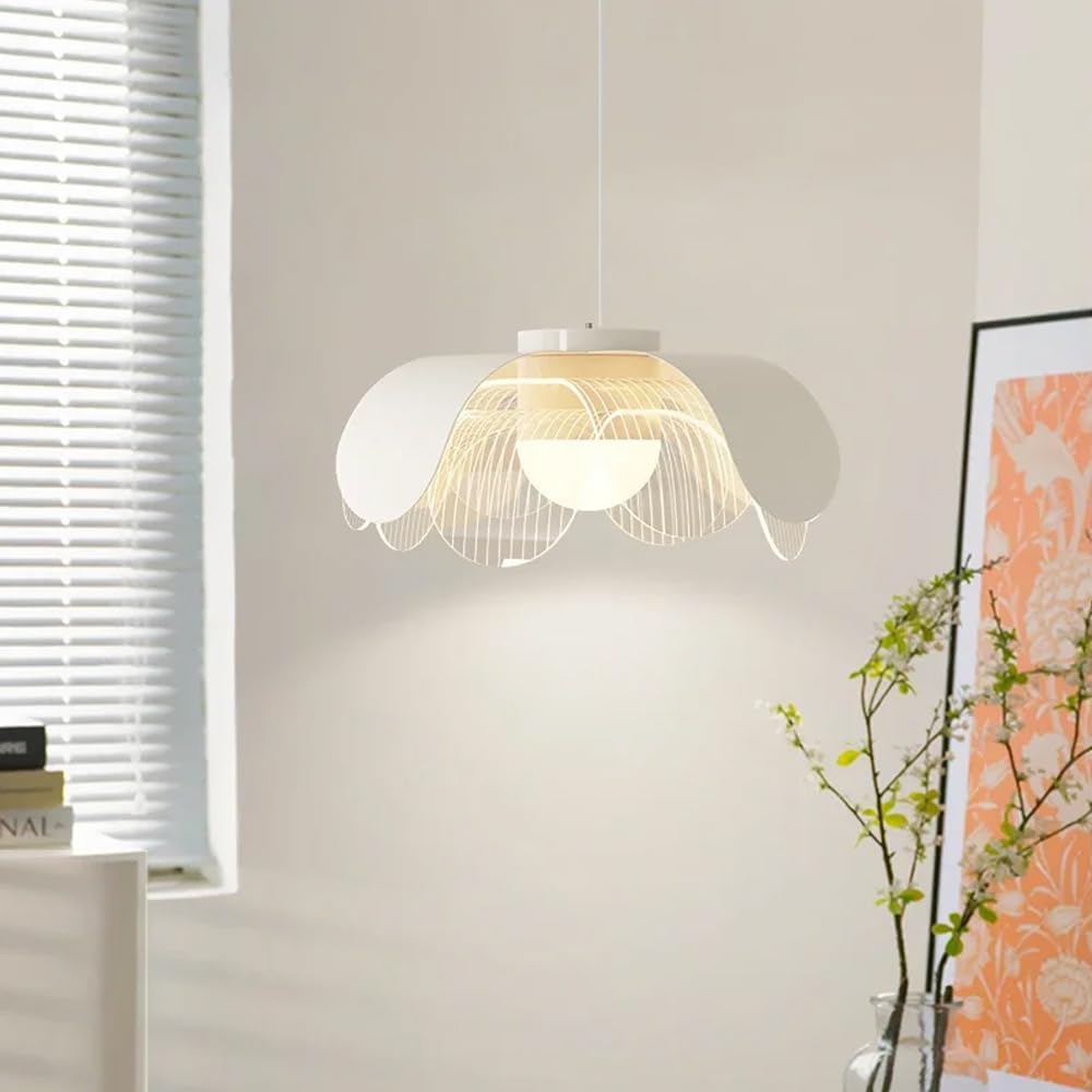 Nowoczesna lampa wisząca LED Chaner – Biała dekoracja nordycka do salonu, jadalni, kuchni i restauracji – Akrylowa lampa wisząca chroniąca oczy (trzy) LWX