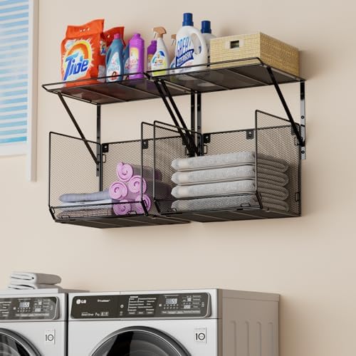 Amazon.com: 3IngSeagulls 2 Pack Laundry Room Shelves, Wire Baskets with ...