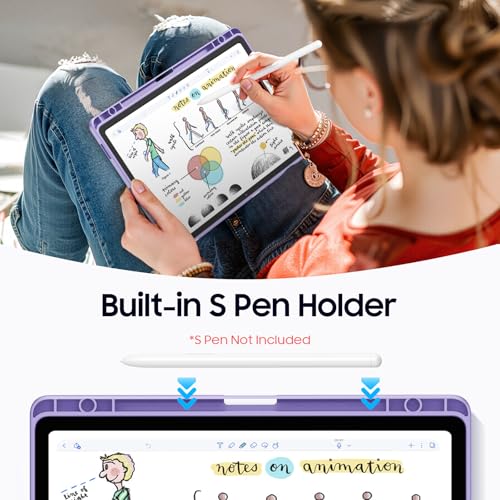 Image of Fintie Clear Case for Samsung Galaxy Tab S10 Lite /S10 FE /S9 FE 10.9'' | Tri-Fold Stand, Shockproof TPU Bumper, Auto Wake /Sleep, for Office & Entertainment, Fantasy Ombre