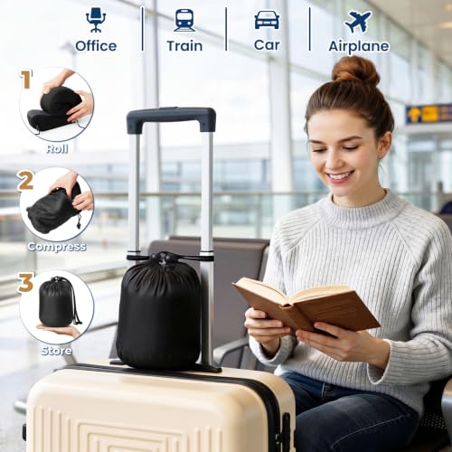 Image of ExploreBliss Travel Pillow, Neck Pillow Airplane, Black & Pink
