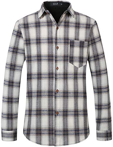 SSLR Flannel Shirt for Men, Long Sleeve Button Down Shirt Plaid Casual
