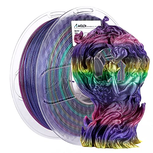 Image of AMOLEN PLA 3D Printer Filament PLA Filament 1.75mm, Color Change Filament 1.75mm Changeable Purple Green Gold Red Purple Color Shift Multicolor Filament,3D Printing Filament 1KG /2.2lb
