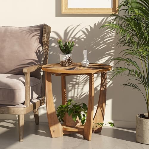 COZAYH Rustic Farmhouse End Table with Storage Shelf, French Country Accent Side Table for Family, Dinning Or Living Room, Small Spaces, Distressed Finish, Modern, Black, Natural Wood - Image 5