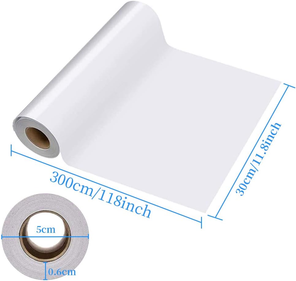 Clear Transfer Paper Roll, MCSQK Self Adhesive Vinyl Transfer Film Transparent Transfer Tape Roll Cricut Cameo, Medium Tack Vinyl for Signs Stickers Decals Walls Doors Windows Application -30x300cm - Image 3