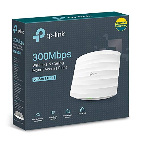 TP-Link-EAP115UK-N300-Wireless-Ceiling-Mount-Access-Point-Support-PoE-8023af-and-Direct-Current-Easily-Mount-to-Wall-or-Ceiling-Simply-Managed-by-Free-EAP-Controller-Software-EAP115