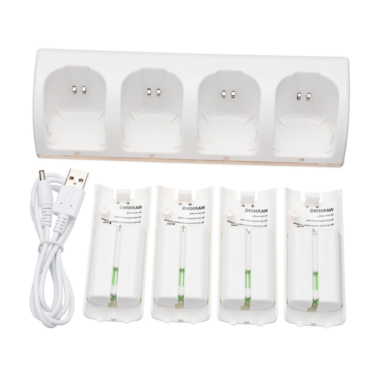 Caricatore Batteria USB a 4 Slot Bianco in Plastica