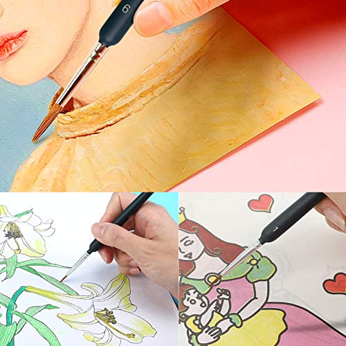 11 Pack Miniature Paint Brushes, Detail Paint Brushes Set with Ergonomic Handle - Suitable for Acrylic Painting, Adults Paint by Numbers, Oil, Watercoloring